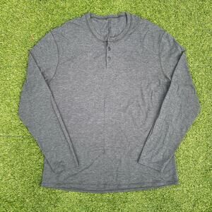 Lululemon Athletica Men's Grey Henley Button Workout Shirt XL